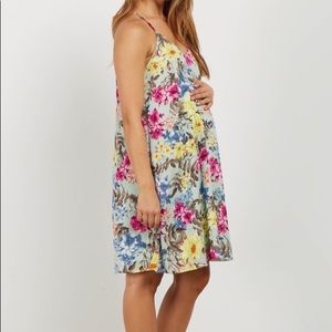 PinkBlush Mint Floral Chiffon Maternity Dress